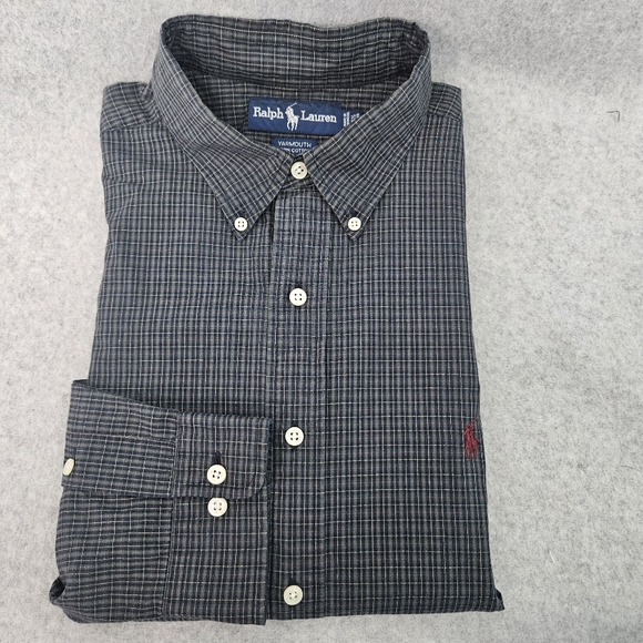 Ralph Lauren Other - Ralph Lauren Yarmouth 100% Cotton Men's Button Down Blue Green Check Size 16.5